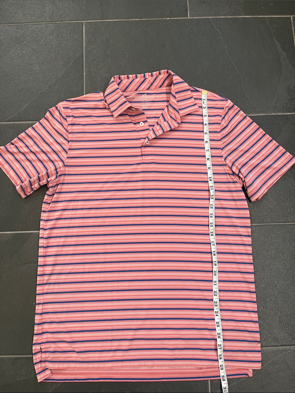 Southern Tide Men's Pink Striped Polo Shirt - Performance Blend